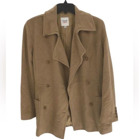 Emanuel Ungaro Liberte Women's Beige Wool Blend Double Breasted Coat Size 16/50